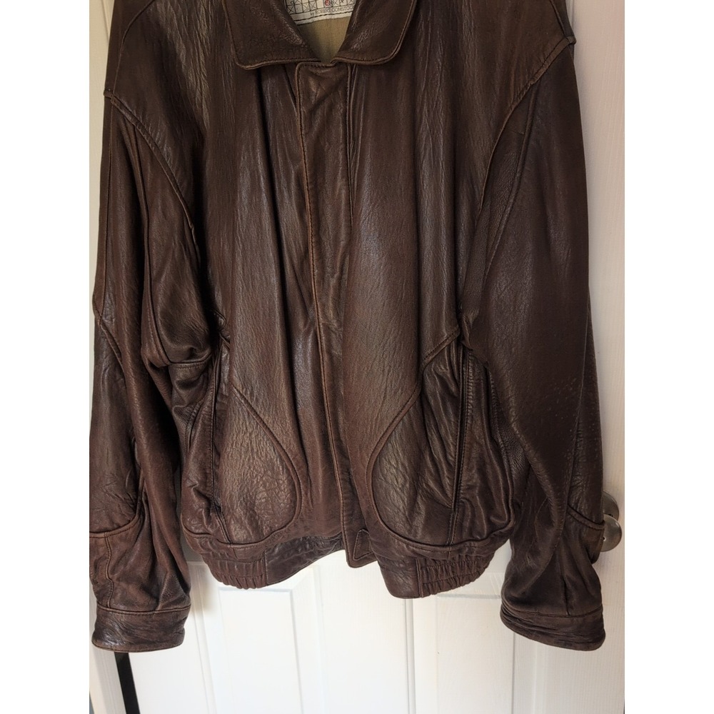 Vintage Expedition Leather Bomber Jacket Made in Korea Brown XL,Incredibly Soft - Picture 2 of 16
